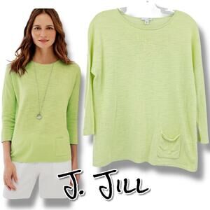 J Jill Pistachio Green Linen Blend Lightweight Lagenlook Blouse Womens Size XS